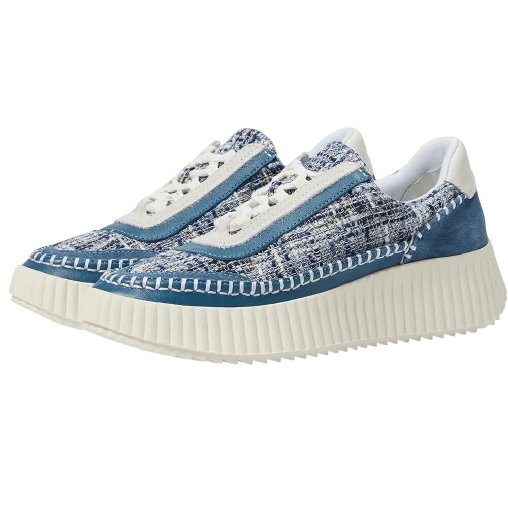 Dolce Vita Womens Dolen Casual Sneakers Size 8.5 Blue Fabric Leather Lace-Up NIB